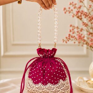 Imported Premium Quality - Handcrafted Pearl Embellished Potli Bag