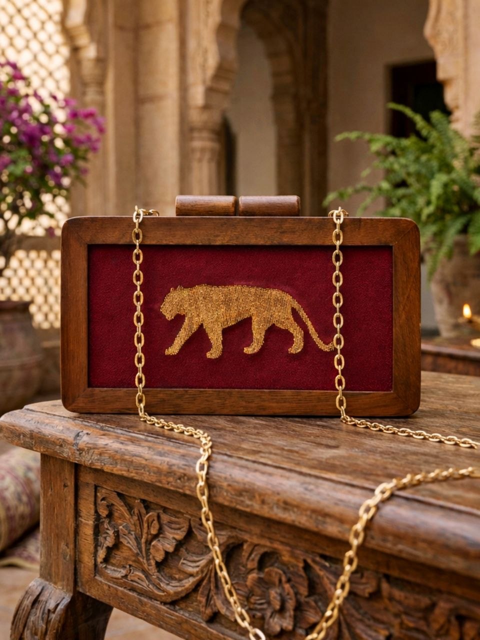 6192809749951221342 Wooden Imported Premium Qulality -Royal Tiger clutch - Image 1