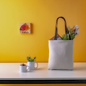 Gulmohar Printed Canvas Tote – White